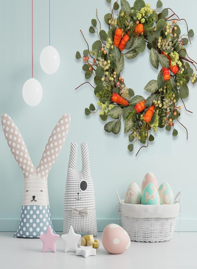 Quixem Spring Wreath Artificial Carrot Eucalyptus Wreath 22IN, Orange Green White, Spring Easter Summer Front Door Wall Decor - Image 3