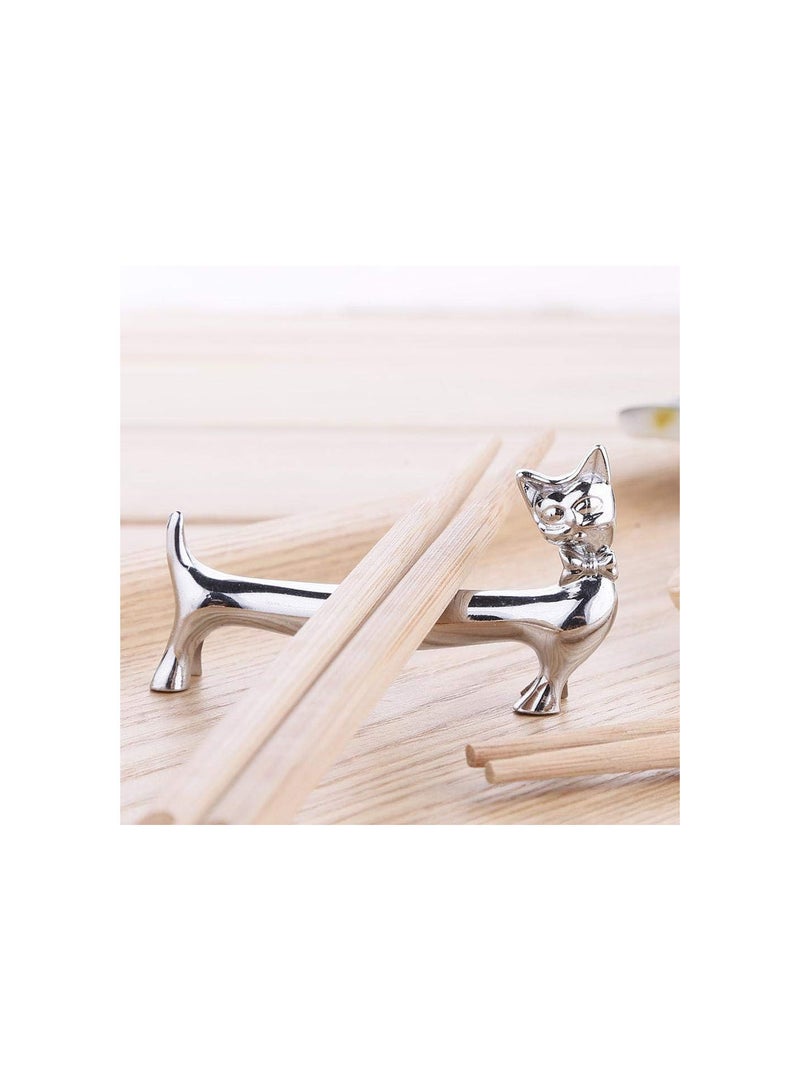 GGOOT Cat Pattern Chopstick Stand, Zinc Alloy + Stainless Steel Table Chopstick Holder, for Home Restaurant - Image 2