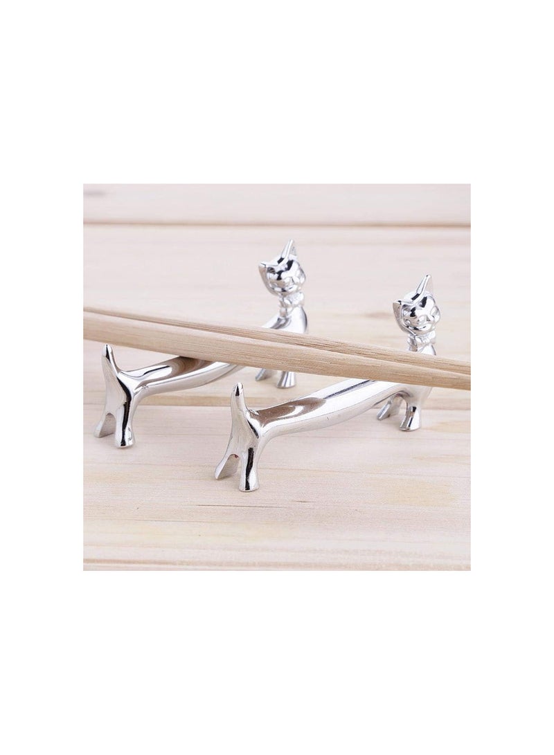 GGOOT Cat Pattern Chopstick Stand, Zinc Alloy + Stainless Steel Table Chopstick Holder, for Home Restaurant - Image 4