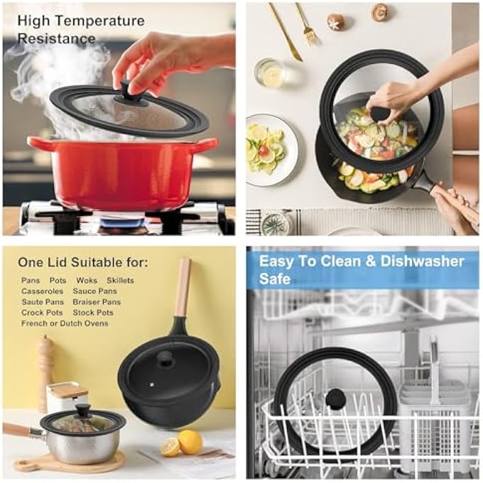 ريحني غطاء وعاء زجاجي مقوى بديل، أغطية عالمية للأواني والمقالي 101112 - Image 4