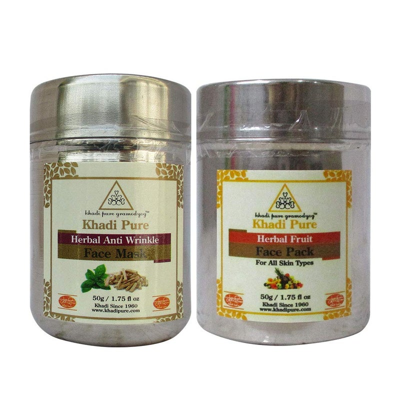 Khadi Pure Anti Wrinkle and Fruit Face PackMask Combo 100 g Pack of 2