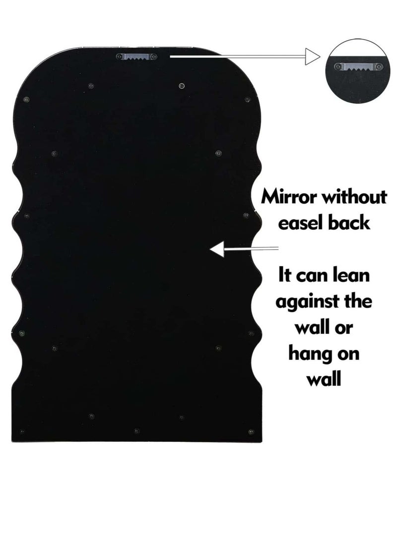 Bluejw Aesthetic Wave Pattern Irregular Frame Mirror, Decorative Desk Wall Mirror for Living Room Bedroom Hallway Home Decor (Khaki)  - Image 5