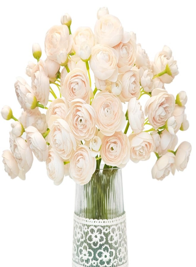 Letjolt Ranunculus Artificial Flower Light Champagne Silk Flowers Faux DIY Bouquet for Wedding Engagement Centerpieces Arrangements Bridal Shower Decorations Home Décor 18pcs - Image 1