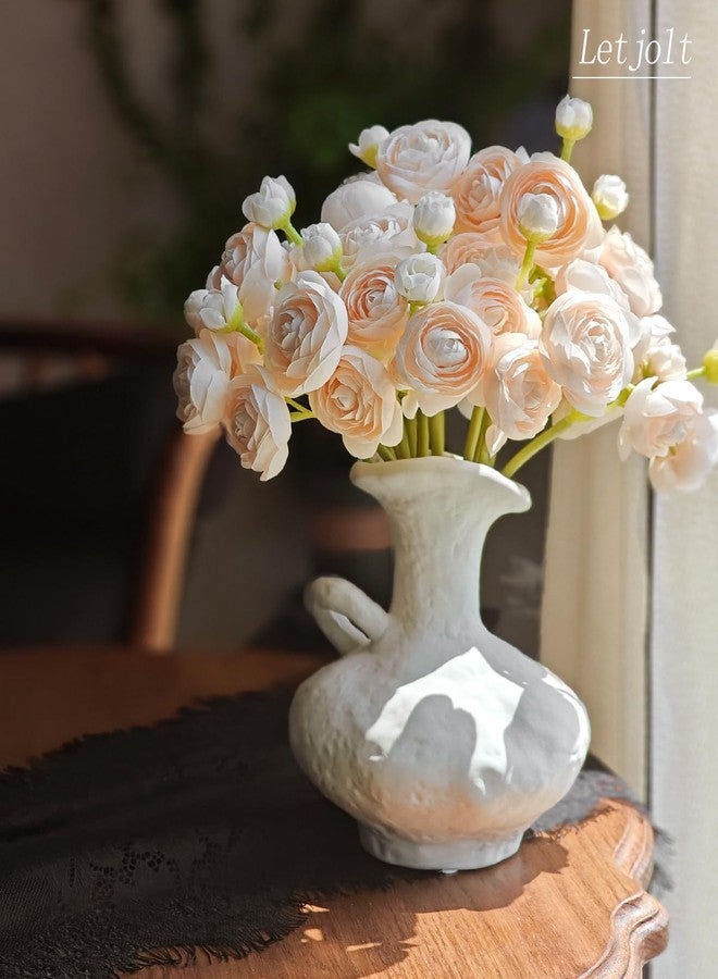 Letjolt Ranunculus Artificial Flower Light Champagne Silk Flowers Faux DIY Bouquet for Wedding Engagement Centerpieces Arrangements Bridal Shower Decorations Home Décor 18pcs - Image 5