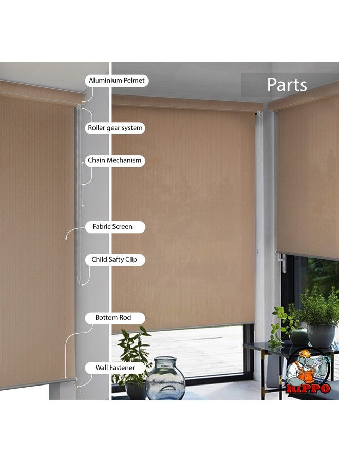 HIPPO Roller Blind Curtain for Outdoor Shade HDPE Corded 95% Sun & UV Protection, Air Flow Design, Light Filtering Balcony Roll-up Blinds (Persian-Beige, 4FTX5FT) - Image 3