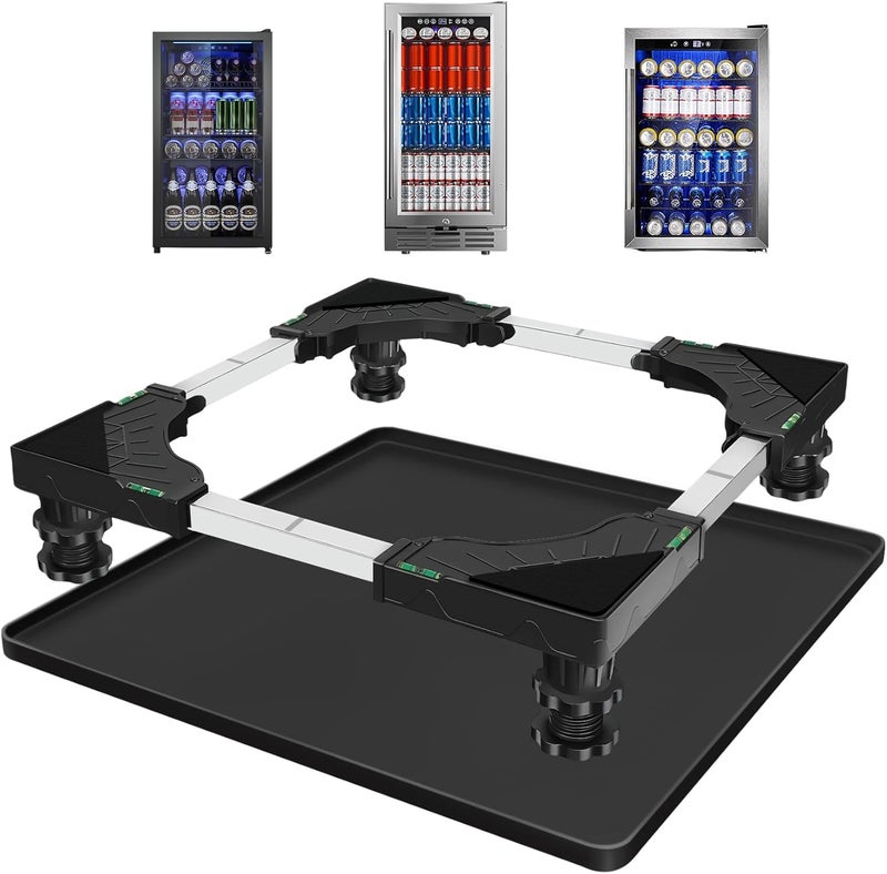 Nefish Mini Fridge Stand with 23.6" x 23.6" x 0.8" Silicone Drip Tray with Raised Edge Mini Refrigerator Stand with Mat Portable Washer and Dryer Pedestal - Image 1