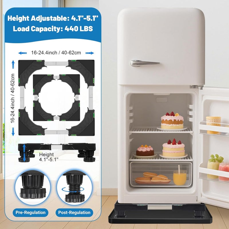 Nefish Mini Fridge Stand with 23.6" x 23.6" x 0.8" Silicone Drip Tray with Raised Edge Mini Refrigerator Stand with Mat Portable Washer and Dryer Pedestal - Image 5