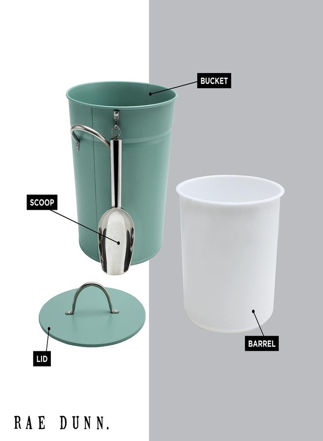 Rae Dunn Ice Bucket with Scoop - Stainless Steel Bucket with Handle, Lid and Ice Scooper - 4 Qt. Storage Bin for Ice Cubes for Bars, Parties, Backyard Barbeques, Picnics, and Camping (Sage) - Image 3