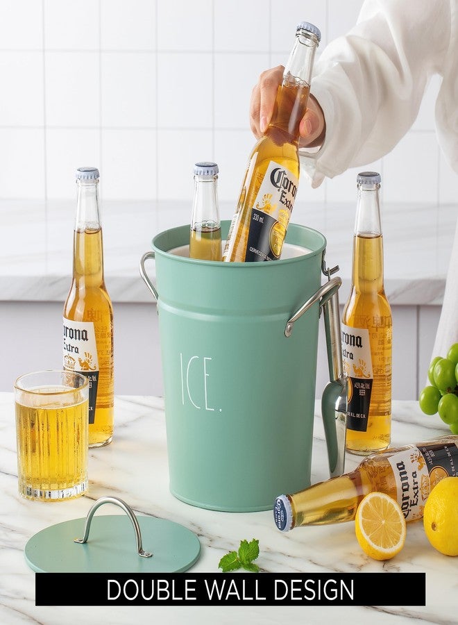 Rae Dunn Ice Bucket with Scoop - Stainless Steel Bucket with Handle, Lid and Ice Scooper - 4 Qt. Storage Bin for Ice Cubes for Bars, Parties, Backyard Barbeques, Picnics, and Camping (Sage) - Image 5
