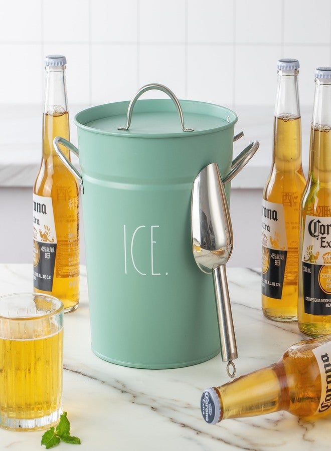 Rae Dunn Ice Bucket with Scoop - Stainless Steel Bucket with Handle, Lid and Ice Scooper - 4 Qt. Storage Bin for Ice Cubes for Bars, Parties, Backyard Barbeques, Picnics, and Camping (Sage) - Image 4