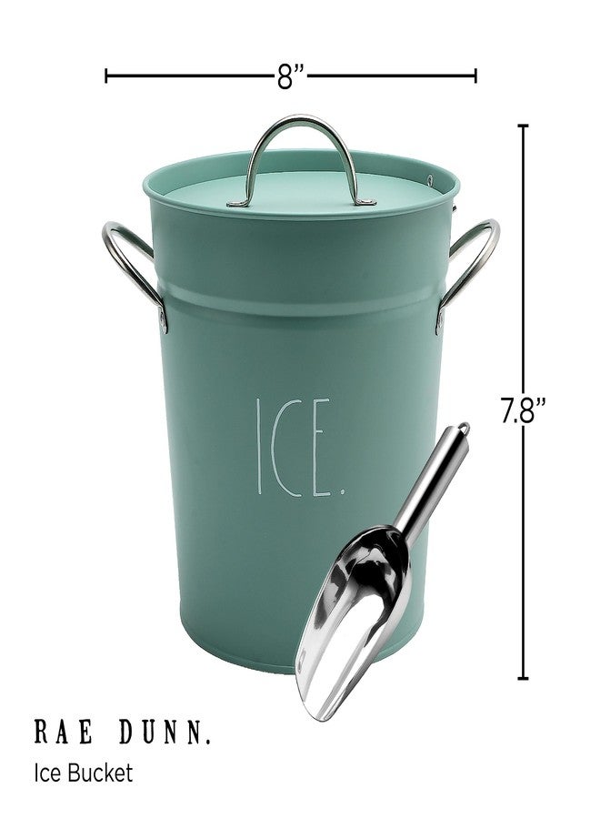 Rae Dunn Ice Bucket with Scoop - Stainless Steel Bucket with Handle, Lid and Ice Scooper - 4 Qt. Storage Bin for Ice Cubes for Bars, Parties, Backyard Barbeques, Picnics, and Camping (Sage) - Image 2