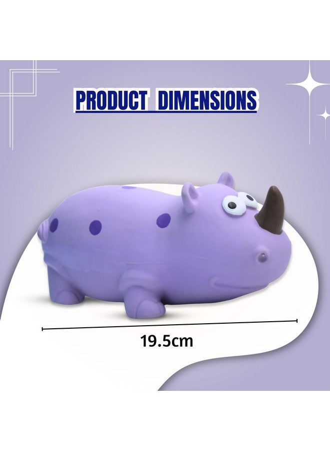لعبة مطاطية للكلاب تصدر صوت صرير - (وحيد القرن الأرجواني) | للكلاب الصغيرة والجراء | متينة وناعمة بتصميم حيواني، لعبة آمنة للإحضار والمضغ | تقلل من قلق الانفصال (الحجم: 19.5 سم) - Image 2
