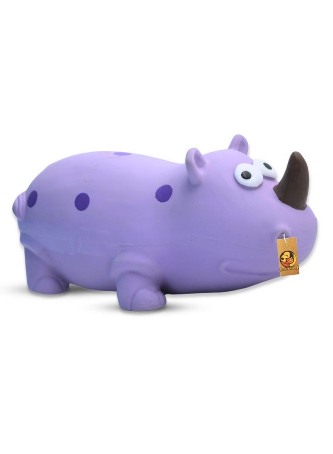 لعبة مطاطية للكلاب تصدر صوت صرير - (وحيد القرن الأرجواني) | للكلاب الصغيرة والجراء | متينة وناعمة بتصميم حيواني، لعبة آمنة للإحضار والمضغ | تقلل من قلق الانفصال (الحجم: 19.5 سم) - Image 1