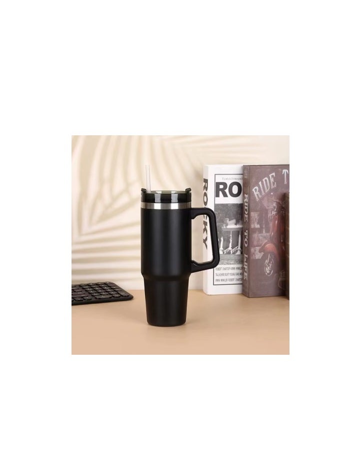 Generic Stanley Thermal Mug 1200 ml – Stylish Stainless Steel SUS 304 Design with Leak-Proof Lid and Straw, Keeps Hot and Cold black BK  - Image 4