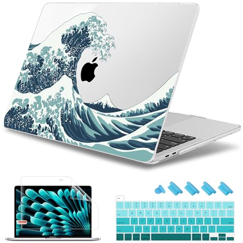 May Chen for MacBook Pro 16 inch 2020 2019 Release Model A2141, May Chen Crystal Clear Hard Shell Case Cover for MacBook Pro 16 inch Fit Touch ID and Touch Bar & Retina Display - Great Wave - Image 1
