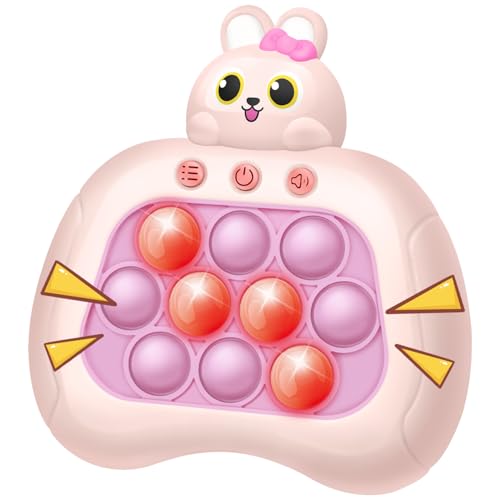 Intoypad Rabbit Pop Fidget Game Toys Light Up Fidget Toy with 1 Min AutoOff Easter Bunny Electric Pop Bubble Game Controller Handheld Sensory Toys Birthday Christmas Easter Gifts for Kids - Image 1