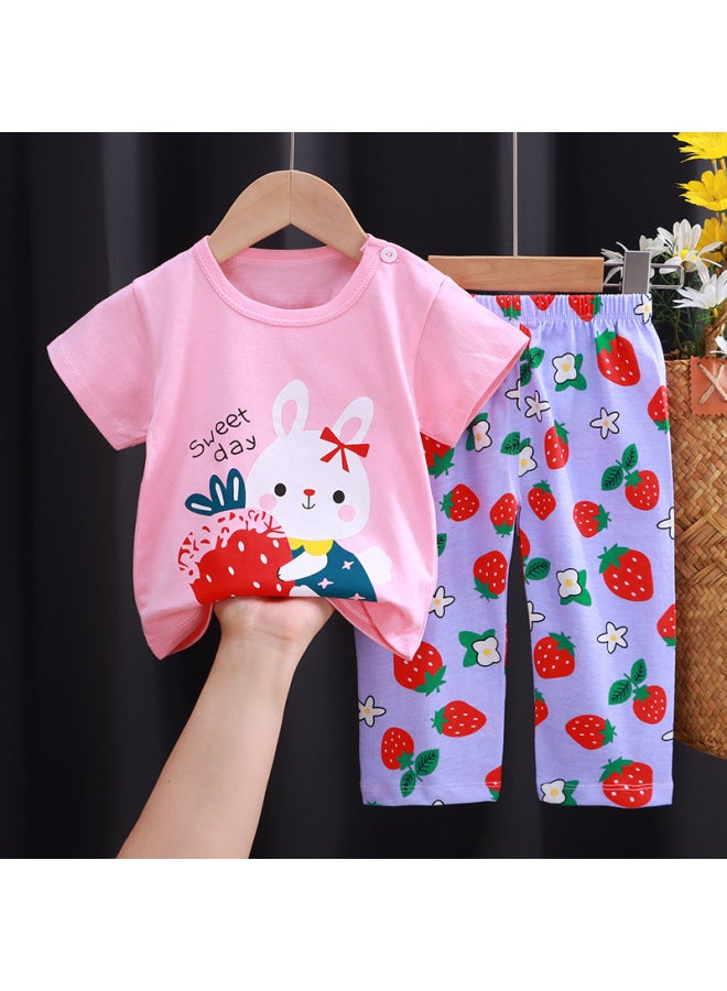 Children's Clothing Summer Air-conditioned Clothing Short-sleeved Pants Combination Medium And Large Children's Pure Cotton Intimates Set Boys And Girls Short-sleeved T-shirt