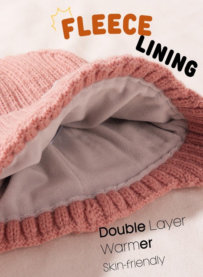 FURTALK Baby Beanie Winter Warm Hats Fleece Lined with Earflap Cute Knit Boys Girls Infant Toddler Kids Hat Black+Grey+Pink,6-24 Months - Image 2