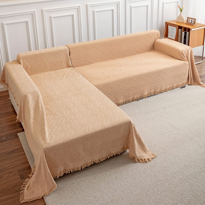 DEEPDREAM Deep Dream Sectional Couch Covers, 2 Pieces Sectional Sofa Cover, L Shaped Couch Covers, Couch Cover for Sectional Sofa (X-Large, 63" x 110" + 71" x 118, Brown) - Image 1