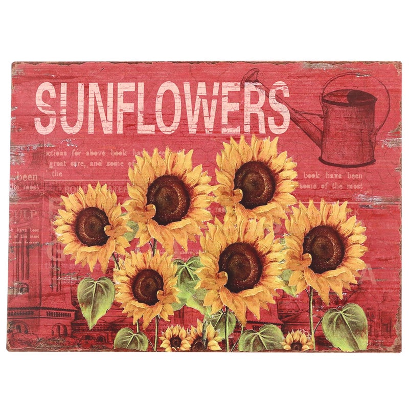 Barnyard Designs Retro Vintage Metal Tin Bar Sign Decorative Wall Art Signage Primitive Farmhouse Country Kitchen Home Dcor Sunflowers
