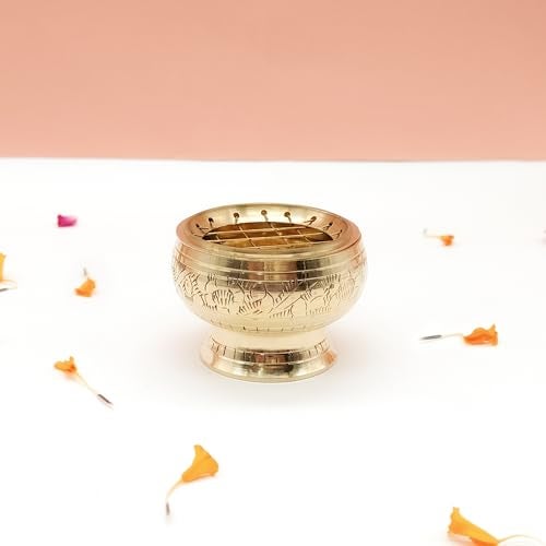 TORPPEZA Golden Handcrafted Charcoal Incense Burner Sambrani Dhoop 30Ml Capacity Dhoop Dani Holder - Image 1