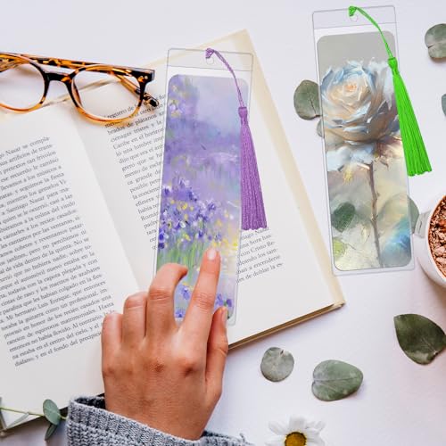 SBYURE 50 Pieces Watercolor Paper Blank Bookmarks with 50 Pieces Colorful Tassels 50 Pack PVC Bookmark Sleeves Watercolor Paper Bookmarks for Classroom Projects Gifts Tags Crafts, 1.9 x 5.9 Inch - Image 5