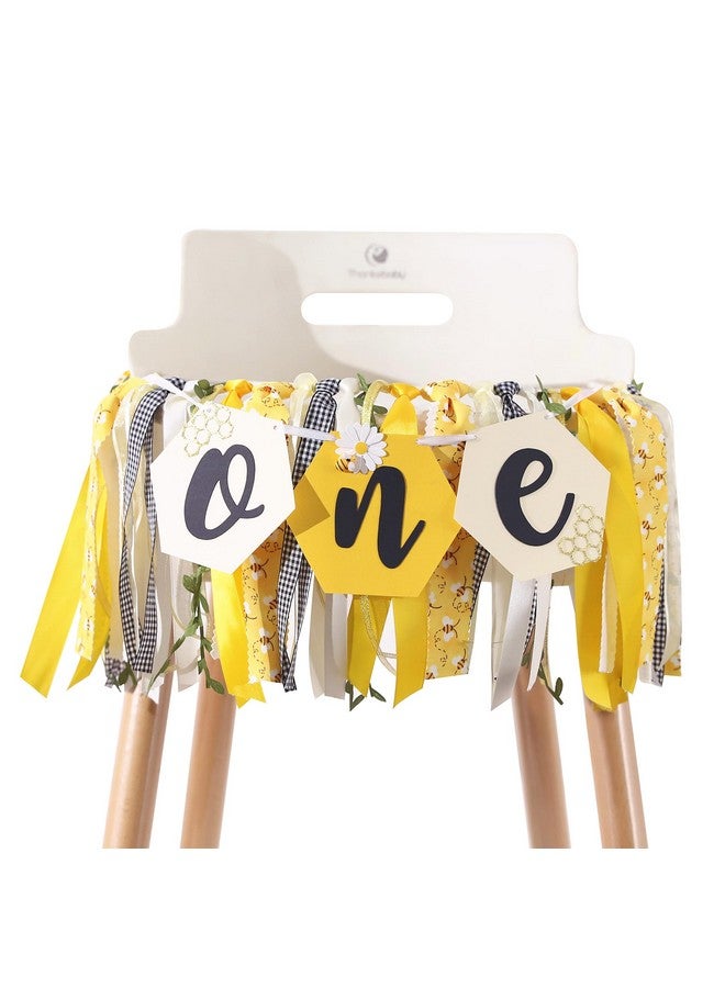 Agkvw Bee Theme High Chair Banner for 1st Birthday - Happy Bee Day Decoration for Boys and Girls, Bumble Themed Party Decor - Image 1
