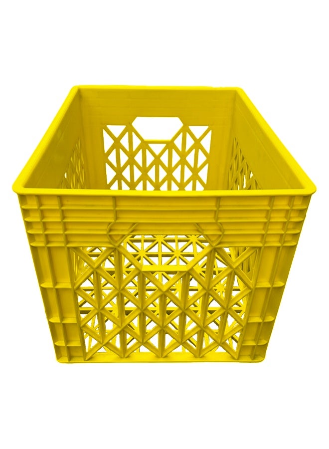 صناعات بلاستيكا ذ.م.م. Plastic Storage Crate 400x320x300mm Stackable Food Grade Milk Crate Heavy Duty Yellow - Image 4