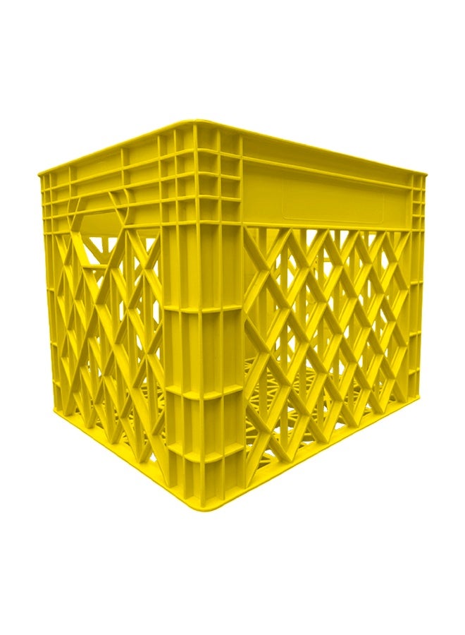 صناعات بلاستيكا ذ.م.م. Plastic Storage Crate 400x320x300mm Stackable Food Grade Milk Crate Heavy Duty Yellow - Image 3