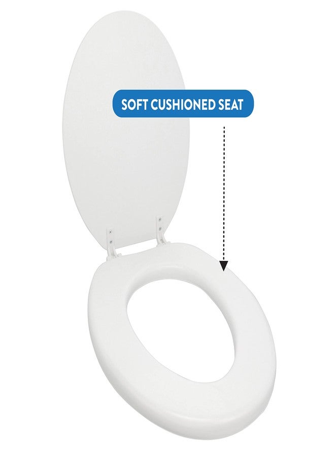 Ginsey Cushioned Desert White Soft Toilet Seat for Stylish Bathroom Décor, Off-white, Elongated 19.7 x 15 x 3 inches - Image 4