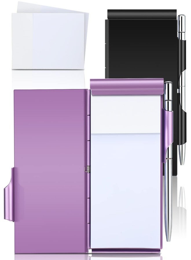 Zonon 8 Pieces Metal Pocket Notebook Aluminum Notepad with Pen and Refillable Paper Flip Notepad Mini Notepad Holder Travel Notepad with Pen Holder for School Office Home Travel Gift Supplies - Image 1