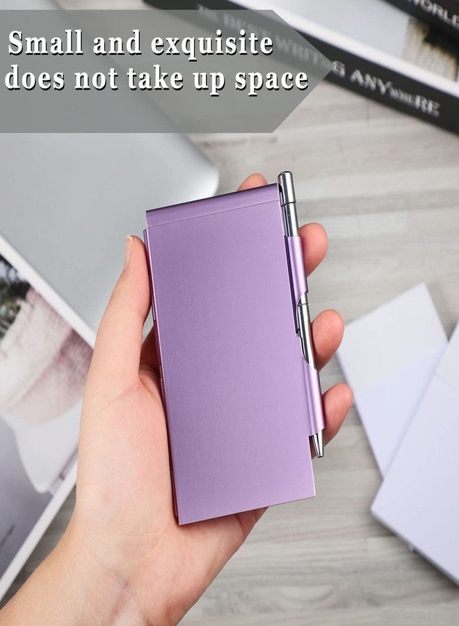 Zonon 8 Pieces Metal Pocket Notebook Aluminum Notepad with Pen and Refillable Paper Flip Notepad Mini Notepad Holder Travel Notepad with Pen Holder for School Office Home Travel Gift Supplies - Image 4