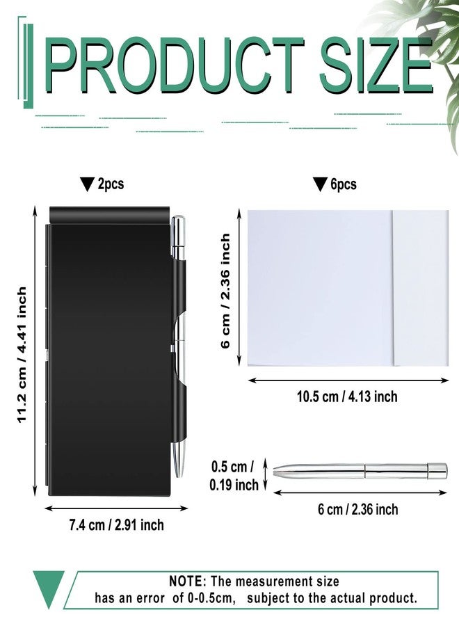 Zonon 8 Pieces Metal Pocket Notebook Aluminum Notepad with Pen and Refillable Paper Flip Notepad Mini Notepad Holder Travel Notepad with Pen Holder for School Office Home Travel Gift Supplies - Image 2