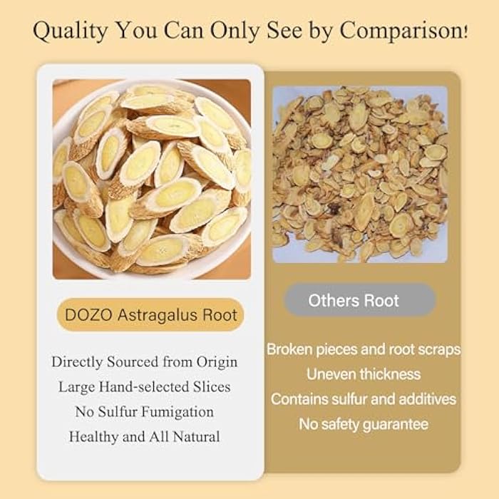 DOZO Sulfur Free Astragalus Root Slices 300g/10.58oz Large Radix Astragalus Sliced Tea Huangqi, Caffeine Free, Nourishing 黄芪 黄芪片 黃芪 - Image 3