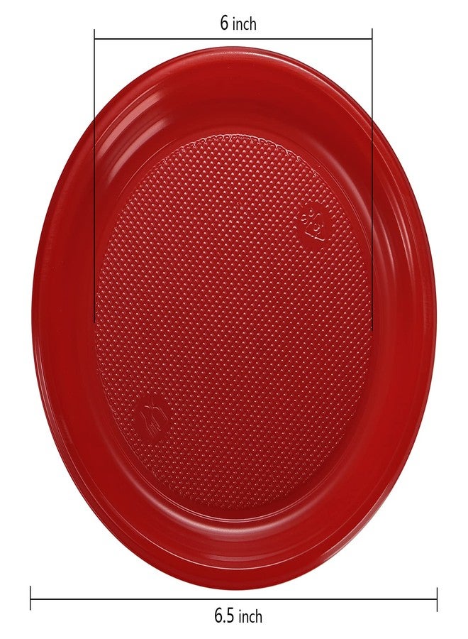 Coloch 200 Pieces 6 Inch Red Disposable Plates, Plastic Dessert Plates Bulk Round Party Plate Multi-Purpose Appetizer Plates for Cake, Dessert, Fruit, Barbecue, Party, Picnic, Wedding - Image 2