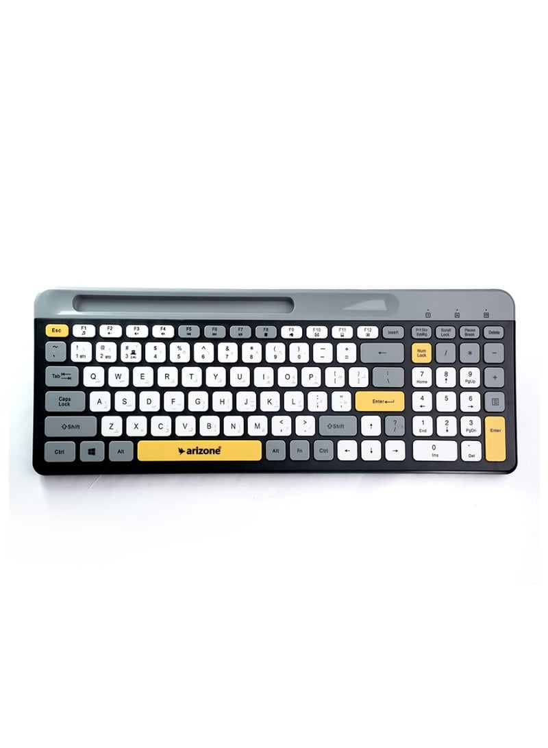 أريزون لوحة مفاتيح لاسلكية ثنائية الوضع من أريزون BK-037 - بلوتوث 5.0 والعربية/الإنجليزية - Image 1