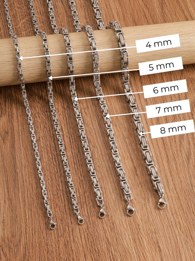 HAQUIL Stainless Steel Square Byzantine Link Chain Necklace, Jewelry Gift for Men and Women 18inch 4mm - Image 3