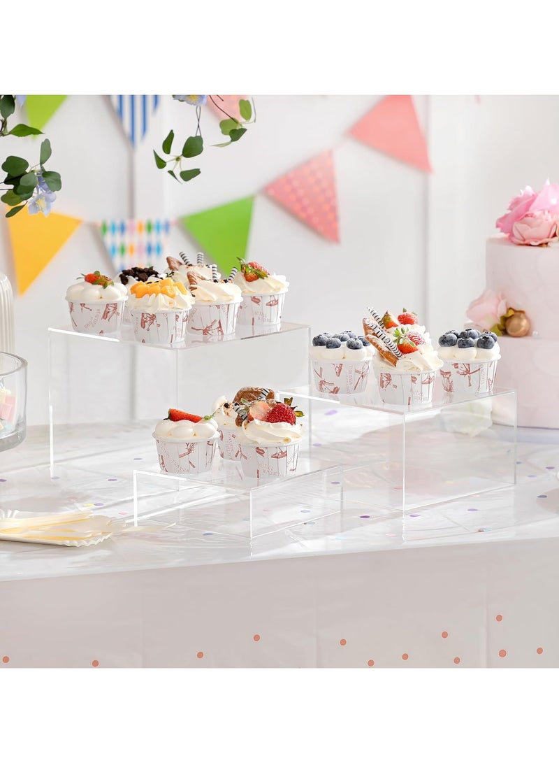TPGP Buffet Risers, Food Risers for Buffet Table, 3PCS Clear Acrylic Cube Display Nesting Risers with Hollow Bottoms, Food Display Risers Acrylic Boxes Stand Shelf for Catering Dessert - Image 2