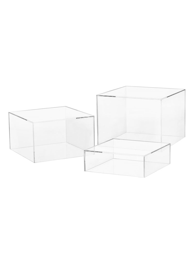 TPGP Buffet Risers, Food Risers for Buffet Table, 3PCS Clear Acrylic Cube Display Nesting Risers with Hollow Bottoms, Food Display Risers Acrylic Boxes Stand Shelf for Catering Dessert - Image 1