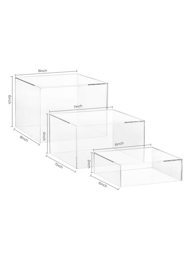 TPGP Buffet Risers, Food Risers for Buffet Table, 3PCS Clear Acrylic Cube Display Nesting Risers with Hollow Bottoms, Food Display Risers Acrylic Boxes Stand Shelf for Catering Dessert - Image 3