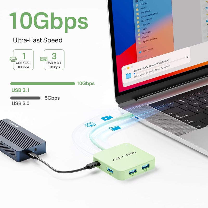 أكاسيس محور USB-C، محول متعدد المنافذ مع HDMI بدقة 4K@60، توصيل طاقة 100 واط، 3 منافذ USB-A + منفذ بيانات USB-C 3.1، محول USB إلى HDMI لأجهزة MacBook، Dell، Lenovo، Surface، iPad PRO، XPS (أخضر) - Image 3