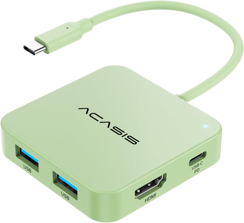 أكاسيس محور USB-C، محول متعدد المنافذ مع HDMI بدقة 4K@60، توصيل طاقة 100 واط، 3 منافذ USB-A + منفذ بيانات USB-C 3.1، محول USB إلى HDMI لأجهزة MacBook، Dell، Lenovo، Surface، iPad PRO، XPS (أخضر) - Image 1