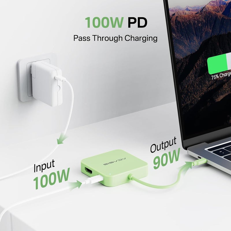 أكاسيس محور USB-C، محول متعدد المنافذ مع HDMI بدقة 4K@60، توصيل طاقة 100 واط، 3 منافذ USB-A + منفذ بيانات USB-C 3.1، محول USB إلى HDMI لأجهزة MacBook، Dell، Lenovo، Surface، iPad PRO، XPS (أخضر) - Image 4
