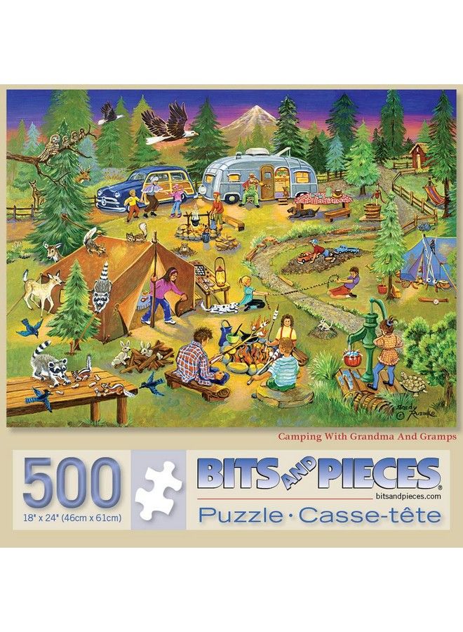Bits and Pieces 500 Piece Jigsaw Puzzles For Adults ‘Camping With Grandma And Gramps’ 500 Pc Large Piece Jigsaw Puzzle By Artist Sandy Rusinko 18" X 24" - Image 3