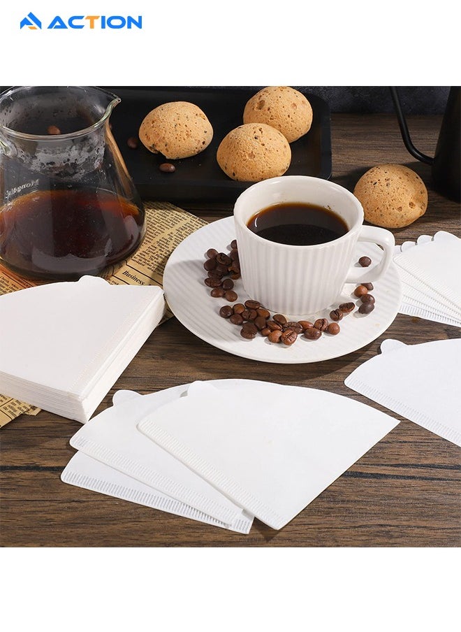 ACTION - V60 Cone Coffee Filters, White Size 02,200 Counts 2-4Cups V02 Disposable Coffee Filter Paper Cone, Compatible with V60 For Pour Over Droppers and Drip Coffee Maker. (white) - Image 1