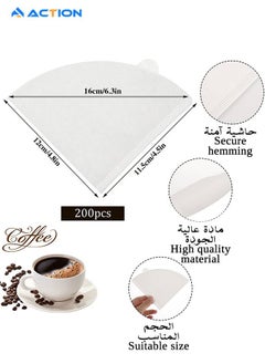 ACTION V60 Cone Coffee Filters, White Size 02,200 Counts 2-4Cups V02 Disposable Coffee Filter Paper Cone, Compatible with V60 For Pour Over Droppers and Drip Coffee Maker. (white)  - Image 2