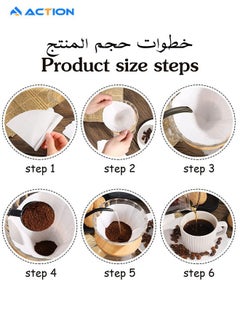 ACTION V60 Cone Coffee Filters, White Size 02,200 Counts 2-4Cups V02 Disposable Coffee Filter Paper Cone, Compatible with V60 For Pour Over Droppers and Drip Coffee Maker. (white)  - Image 3