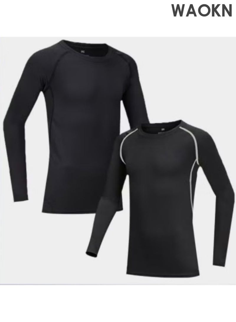 دبليو أيه أو كي أن بدلة رياضية للأطفال ، بدلة رياضية ، مجموعة بنطلون طويلة الأكمام ، بدلة الركض والقميص ، مجموعة تجفيف سريع من قطعتين ، مجموعة تدريب رياضي للأطفال (الخط الأخضر) - Image 3