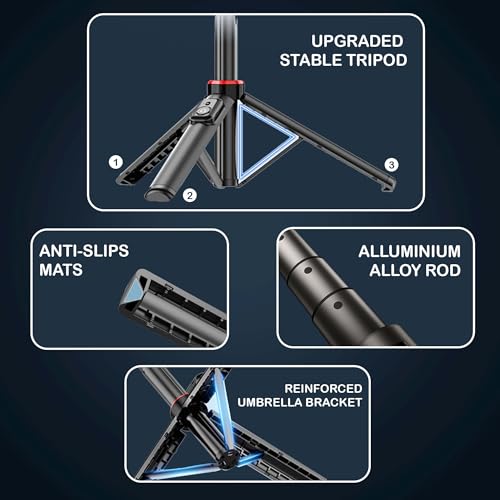 Kratos Magnetic Selfie Stick Tripod Stand Reinforced 53"/ 135 CM Long tripod stand, 360° Rotation, Bluetooth Remote for Selfie, Vlogging, Travel & Compatible with iPhone, Smartphones, Gopro, Ringlight - Image 5