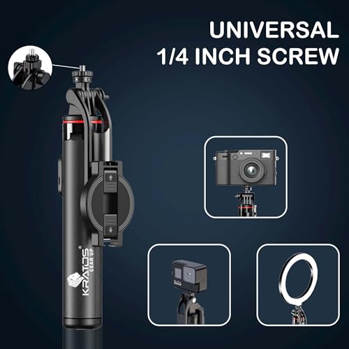 Kratos Magnetic Selfie Stick Tripod Stand Reinforced 53"/ 135 CM Long tripod stand, 360° Rotation, Bluetooth Remote for Selfie, Vlogging, Travel & Compatible with iPhone, Smartphones, Gopro, Ringlight - Image 4